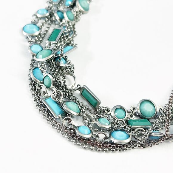 Banana Republic 9-Strand Turquoise & Silver Necklace - Picture 4 of 7
